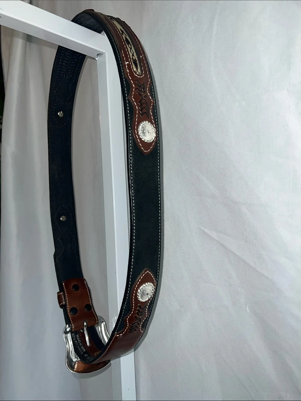 Nocona Black Leather Belt with Brown Accent
